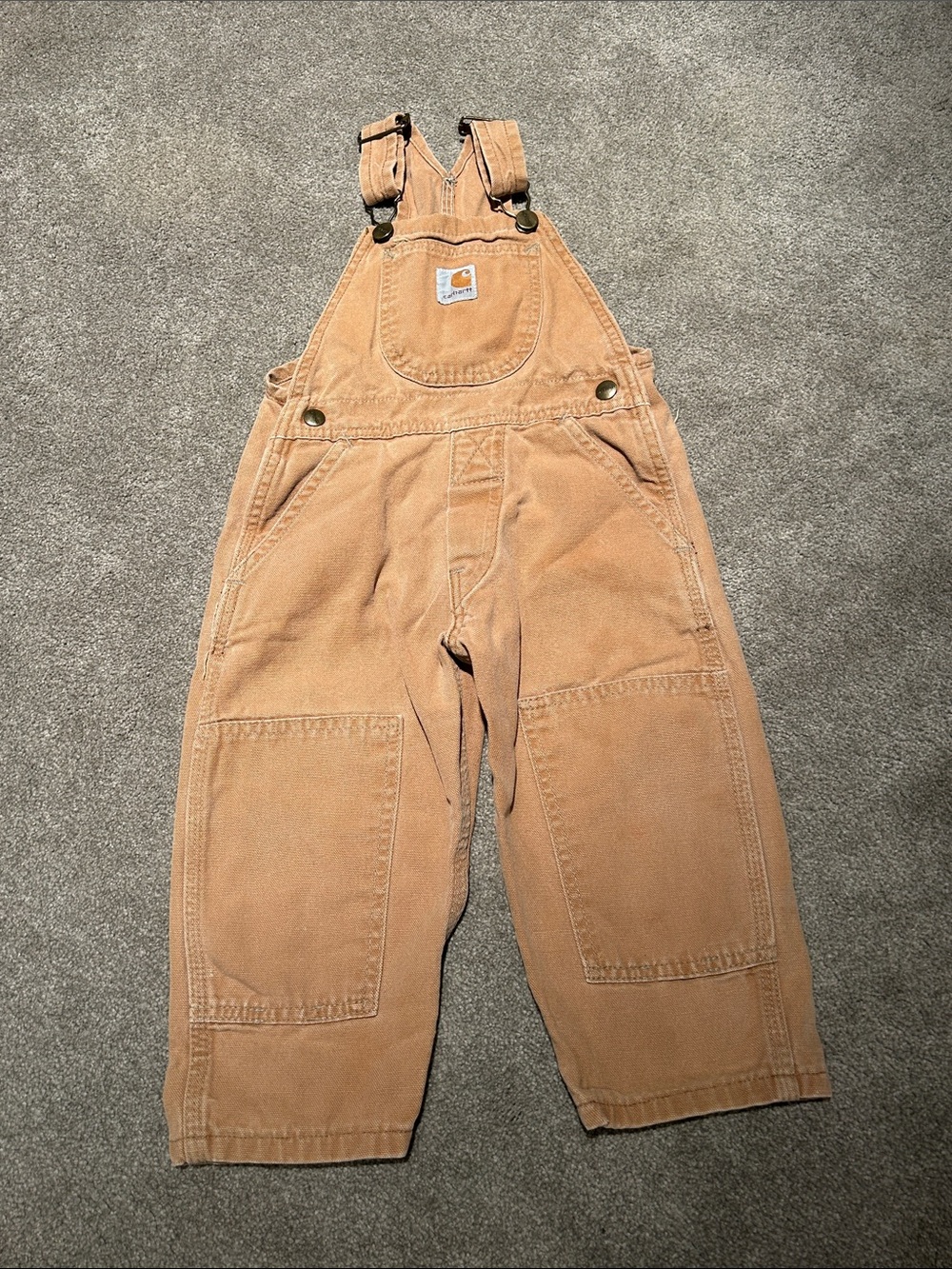 Vintage Carhartt Kids Tan Overalls Duck Canvas
